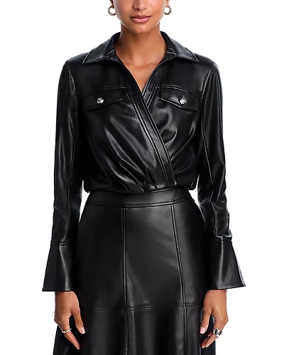 Cinq a Sept Veronique Faux Leather Top