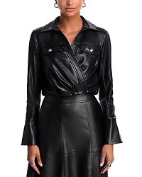 Cinq a Sept Veronique Faux Leather Top