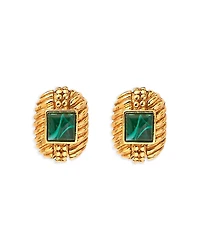 Ben Amun Green Stone Textured Clip On Stud Earrings