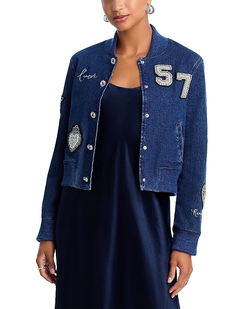 Cinq a Sept Varsity Denim Dominique Jacket