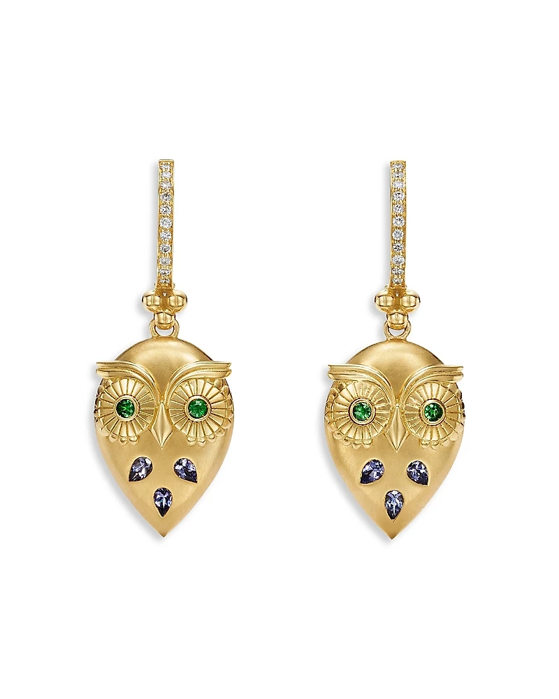 Temple St. Clair Fj Tanzanite & Tsavorite Night Owl Drop Earrings