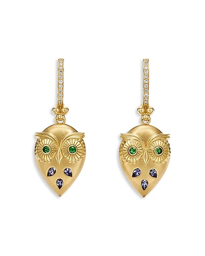 Temple St. Clair Fj Tanzanite & Tsavorite Night Owl Drop Earrings
