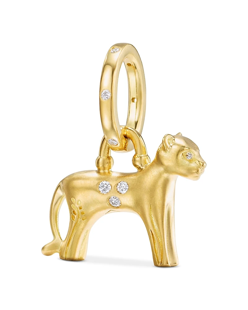 Temple St. Clair 18K Yellow Gold Fj Diamond Simba Lion Pendant