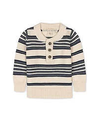 Hope & Henry Organic Long Sleeve Henley Pullover Sweater with Elbow Patches - Baby