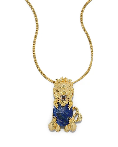 Alexis Bitar Lapis Lazuli Heart Lion Pendant Necklace, 24