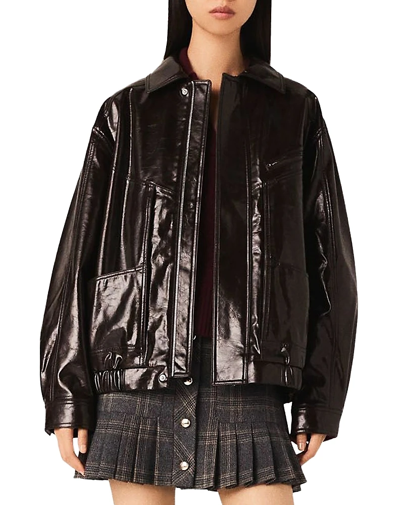 Maje Cracked Faux Leather Jacket