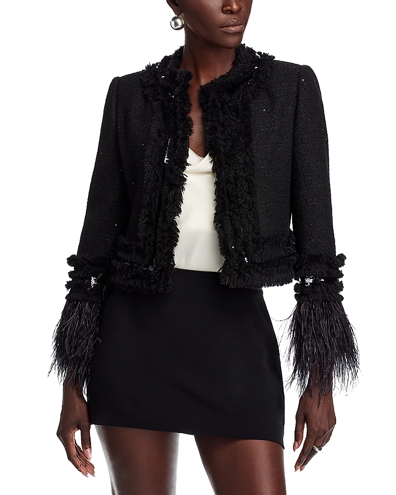 Ungaro Dune Cropped Sequin Tweed Jacket