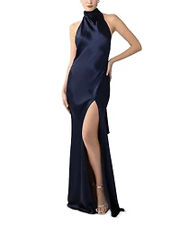 Sau Lee Penelope Satin Halter Neck Gown