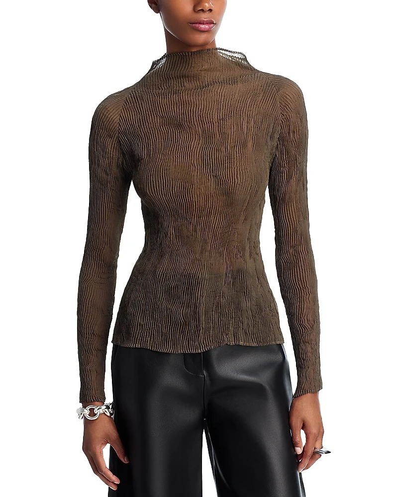 Issey Miyake Chiffon Twist High Neck Top