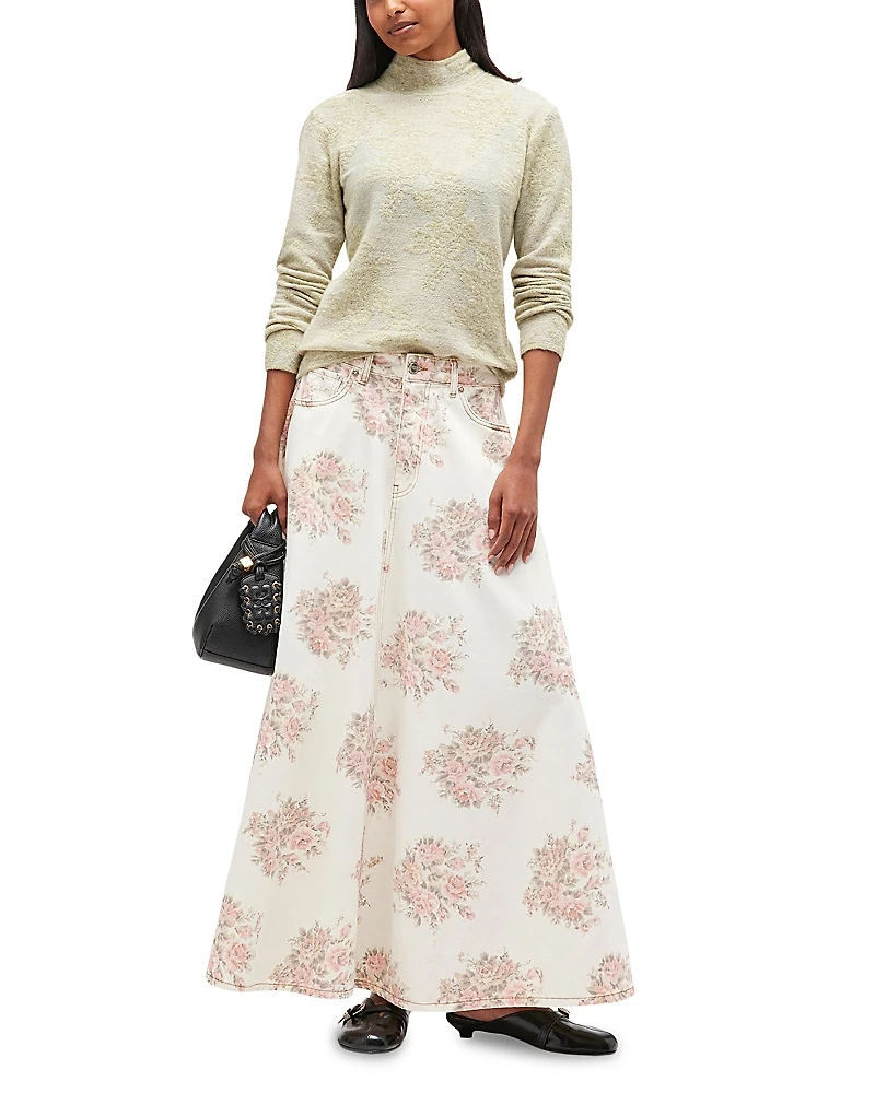 Ganni Floral Denim Maxi Skirt