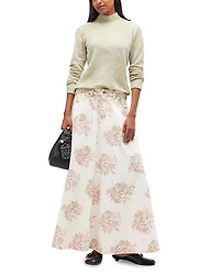 Ganni Floral Denim Maxi Skirt
