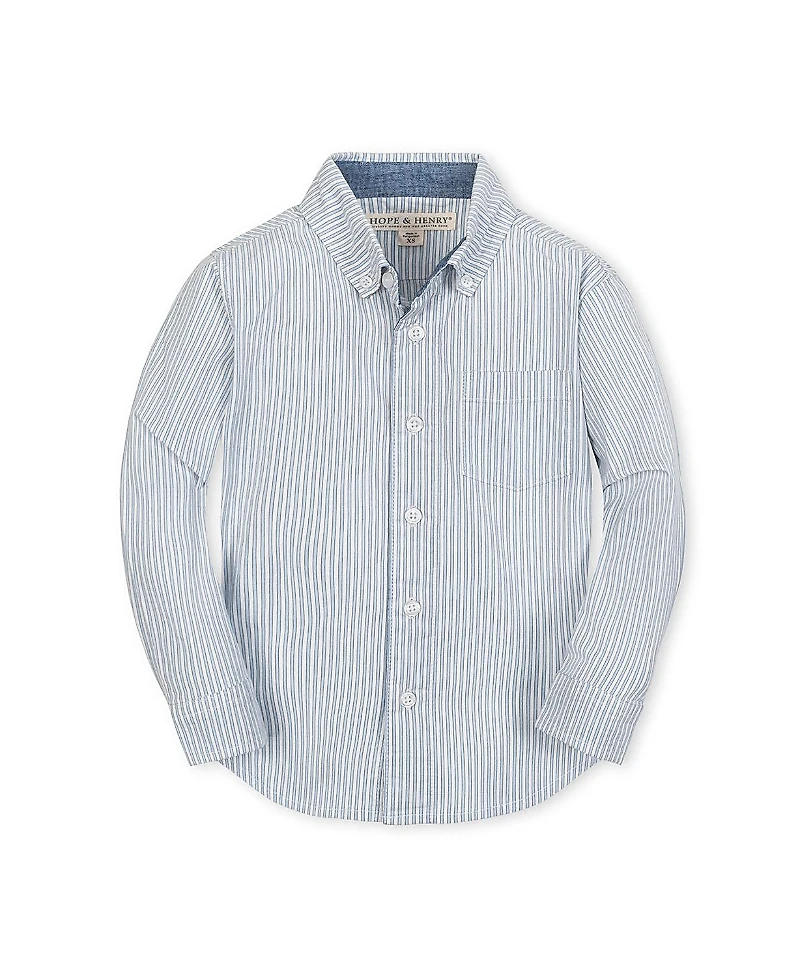 Hope & Henry Boys' Organic Stretch Poplin Long Sleeve Button Down Shirt - Big Kid