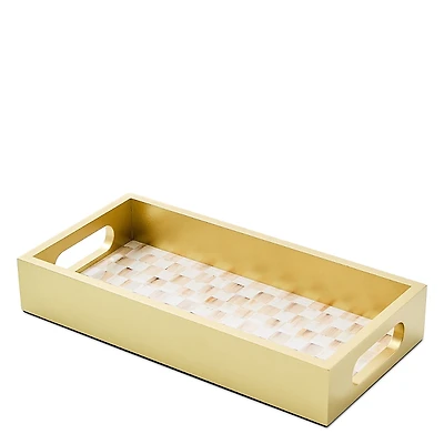 MacKenzie-Childs Mocha Check Glass Vanity Tray