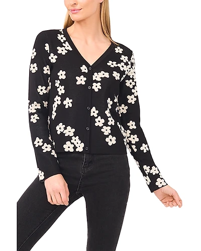 CeCe Flower Jacquard Cardigan