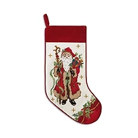 Peking Handicraft Santa with Staff Embroidered Needlepoint Stocking