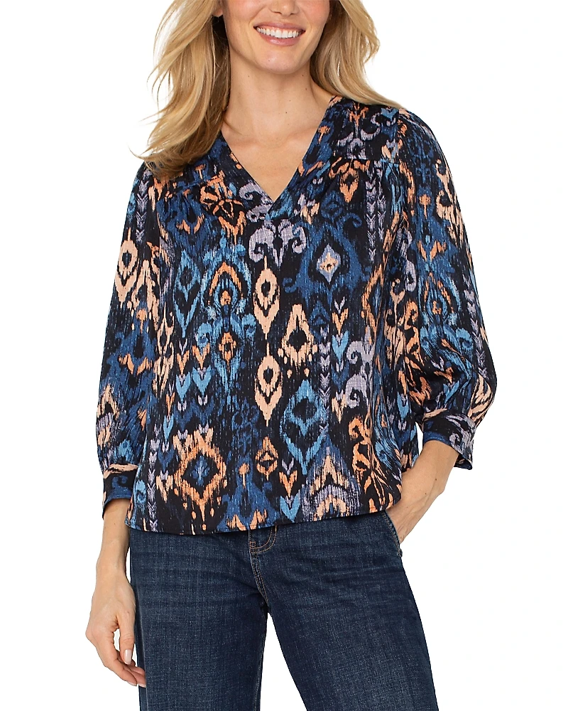 Liverpool Los Angeles Ikat Print Top