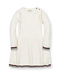 Hope & Henry Girls' Organic Long Sleeve Schoolgirl Cable Sweater Dress - Baby, Little Kid, Big Kid
