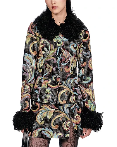 Anna Sui Tapestry Faux Fur Jacket