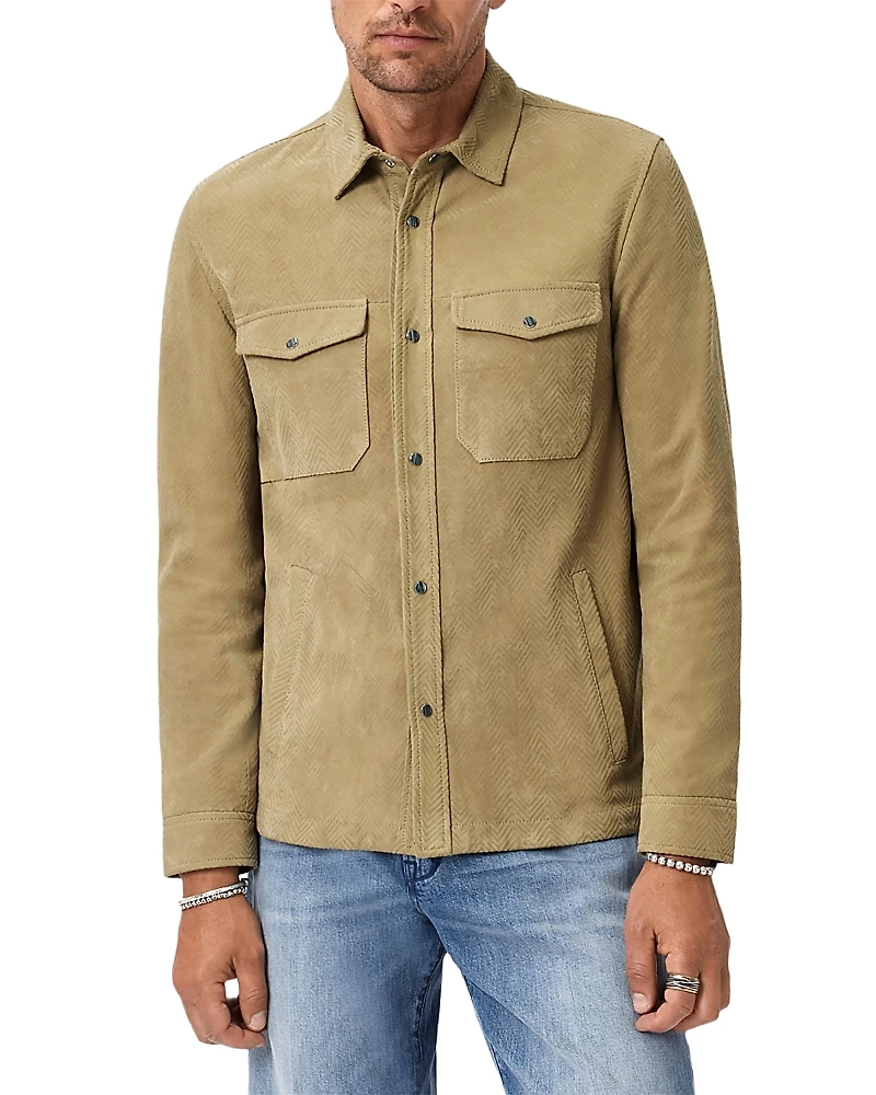 John Varvatos Jonah Herringbone Suede Shirt