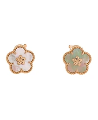 Pre-Owned Van Cleef & Arpels Lucky Spring Plum Blossom Stud Earrings 18K Rose Gold and Mother of Pearl