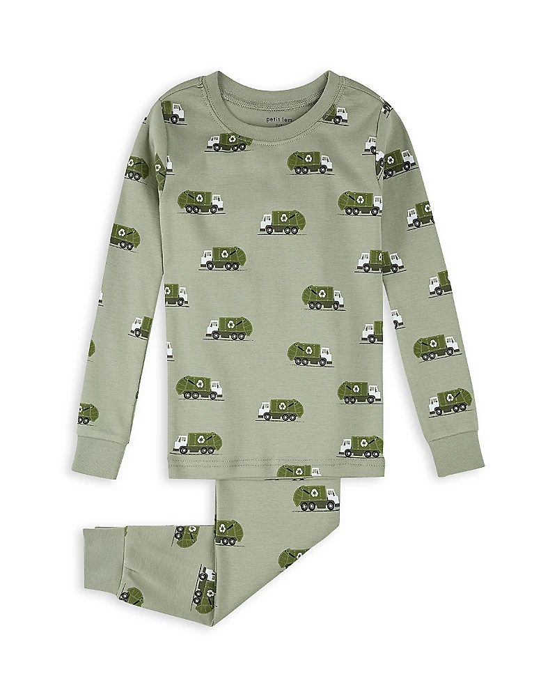 petit lem Boys' Recycling Truck Print Pajama Set - Little Kid
