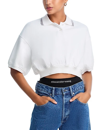 alexanderwang. t Relaxed Cropped Cinched Polo Top