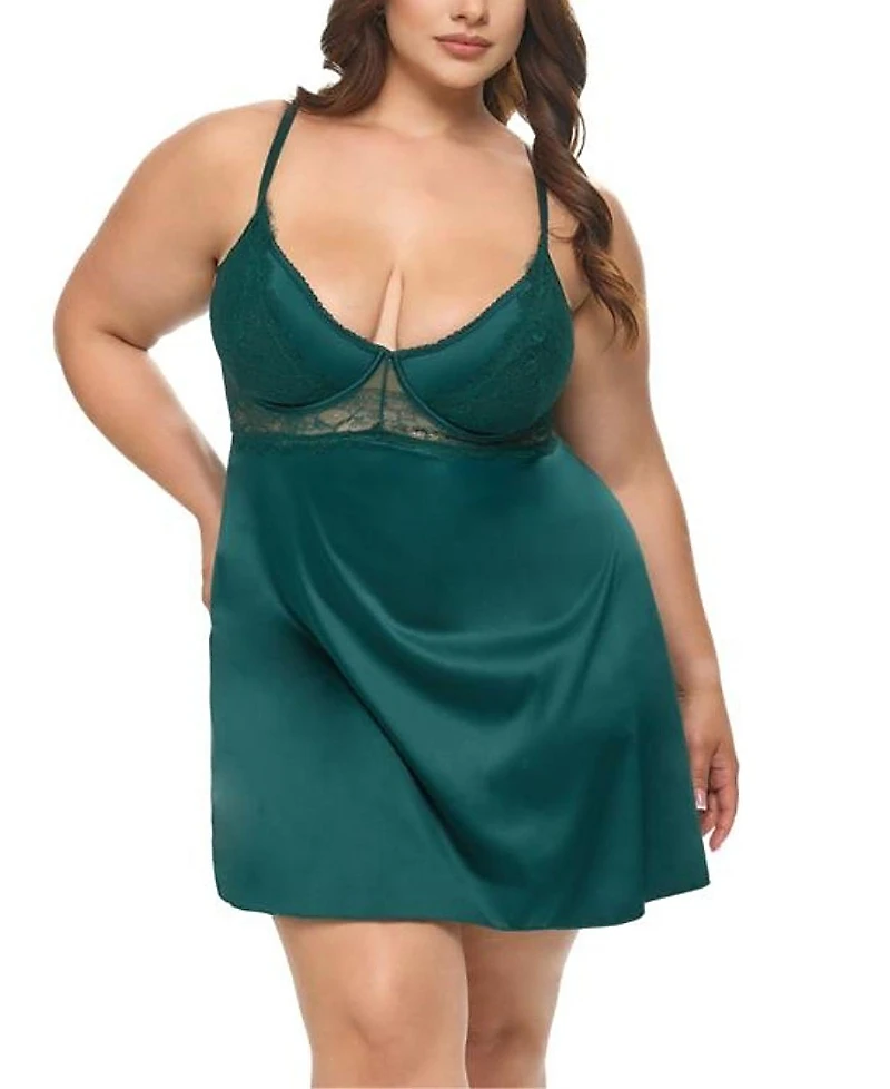 Oh La La Cheri Plus Dawn Satin Babydoll