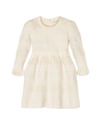 Hope & Henry Girls' Organic Long Sleeve Ruffle Cuff Sweater Dress - Little Kid, Big Kid
