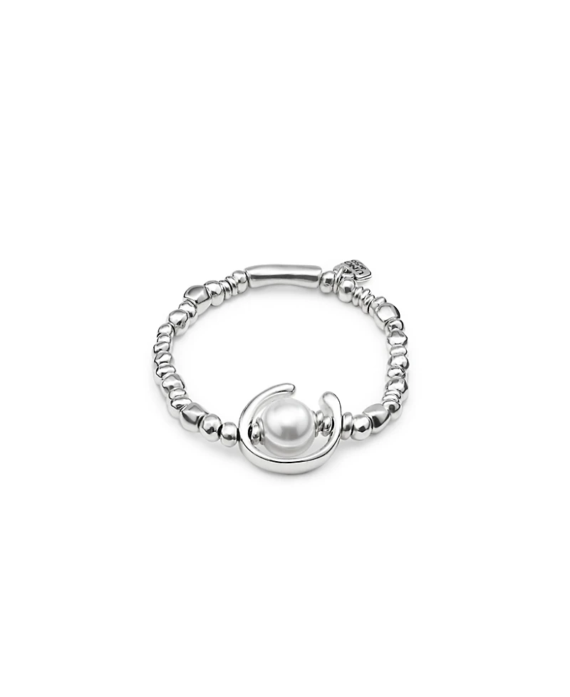 UNOde50 Sterling Silver Plated Beaded with A Pearl Bracelet