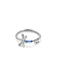 UNOde50 Elastic Sterling Silver Plated Dragonfly with Blue Crystals Bracelet