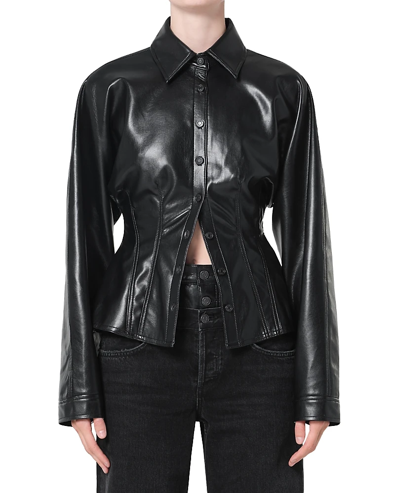 Agolde Devon Faux Leather Shirt