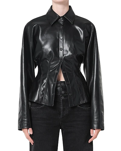 Agolde Devon Faux Leather Shirt