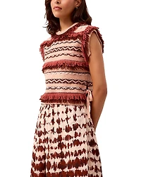 Marie Oliver Desmond Fringe Trim Sleeveless Sweater
