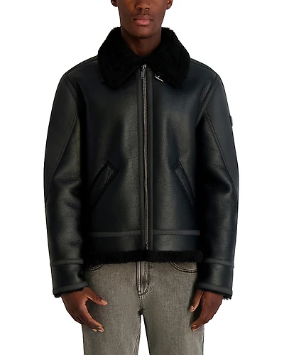 Karl Lagerfeld Paris Sherpa Fleece Lined Faux Leather Jacket