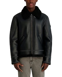 Karl Lagerfeld Paris Sherpa Fleece Lined Faux Leather Jacket