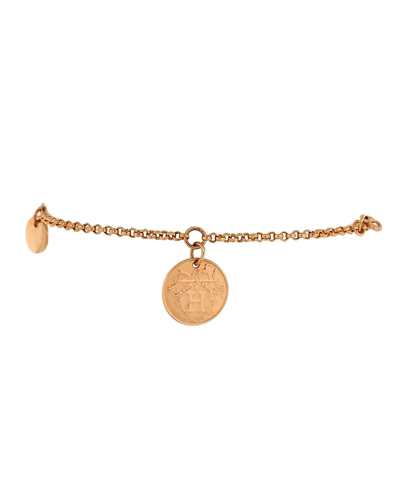 Pre-Owned Hermes Small Ex-Libris Bracelet 18K Rose Gold with Diamond