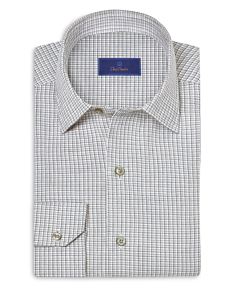 David Donahue Cashmere Blend Micro Check Sport Shirt