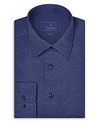 David Donahue Trim Fit Micro Print Dress Shirt