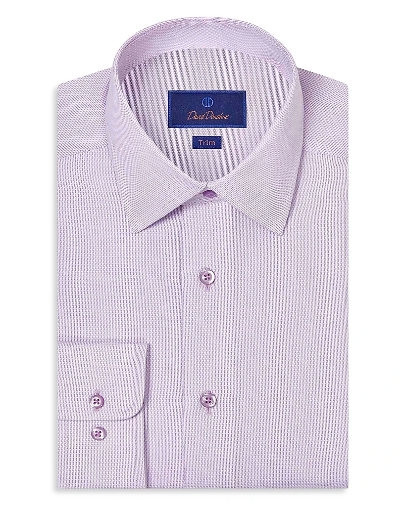 David Donahue Trim Fit Micro Tic Dobby Dress Shirt