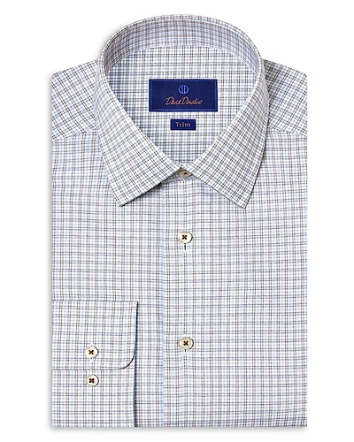 David Donahue Slim Fit Printed Twill Dress Shirt