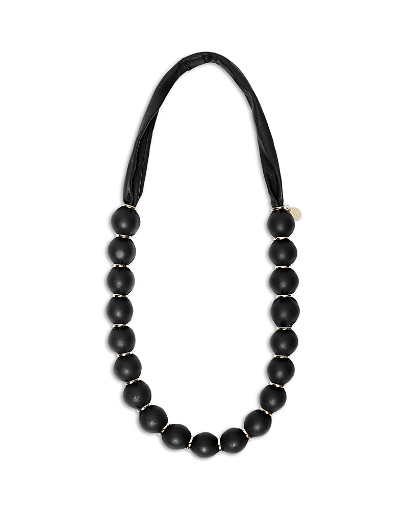 Weekend Max Mara Fachiro Leather Maxi Ball Necklace