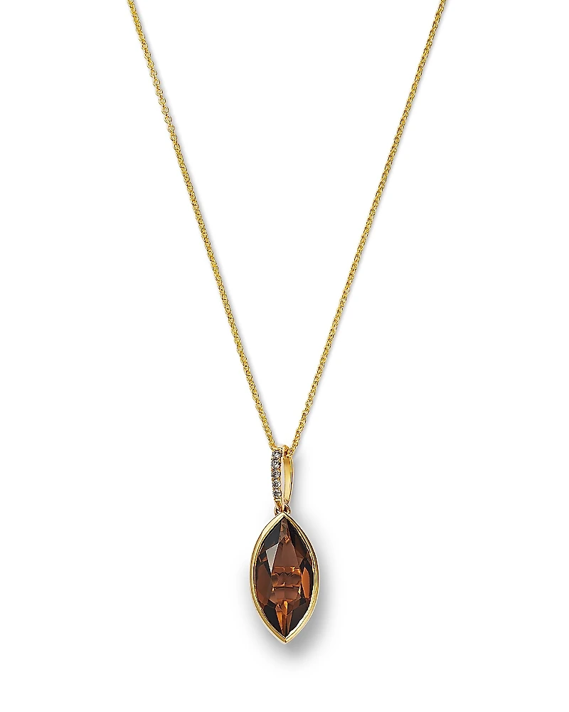 Bloomingdale's Fine Collection Smoky Quartz & Multicolor Diamond Pendant Necklace