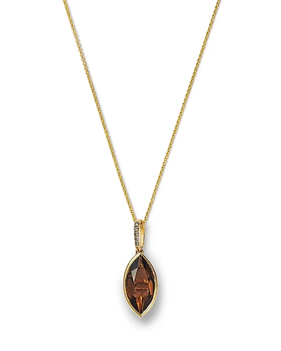 Bloomingdale's Fine Collection Smoky Quartz & Multicolor Diamond Pendant Necklace