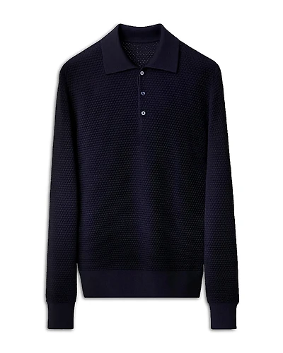 Eton Relaxed Fit Popcorn Stitch Merino Wool Polo Sweater