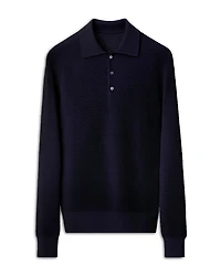 Eton Relaxed Fit Popcorn Stitch Merino Wool Polo Sweater