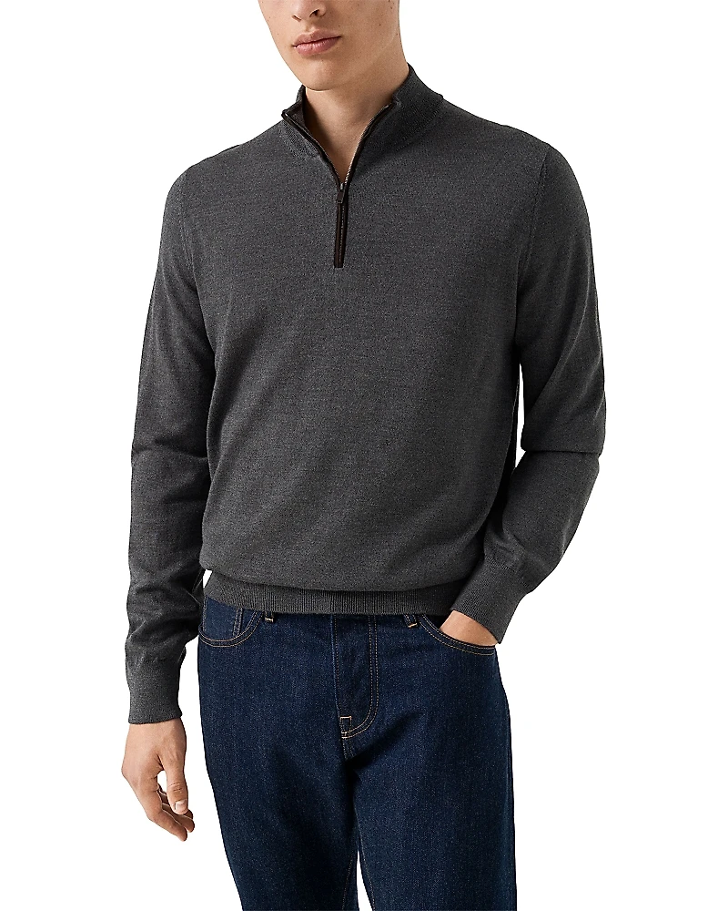Eton Relaxed Fit Quarter Zip Merino Wool Sweater
