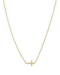 Zoe Chicco 14K Yellow Gold Bezel Diamonds Cross Pendant Necklace, 14-16