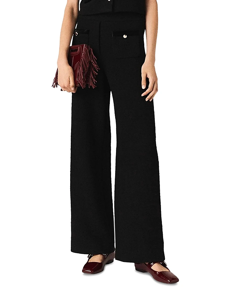 Maje Velvet Stripe Wide Leg Pants