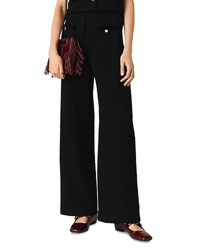 Maje Velvet Stripe Wide Leg Pants