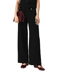 Maje Velvet Stripe Wide Leg Pants